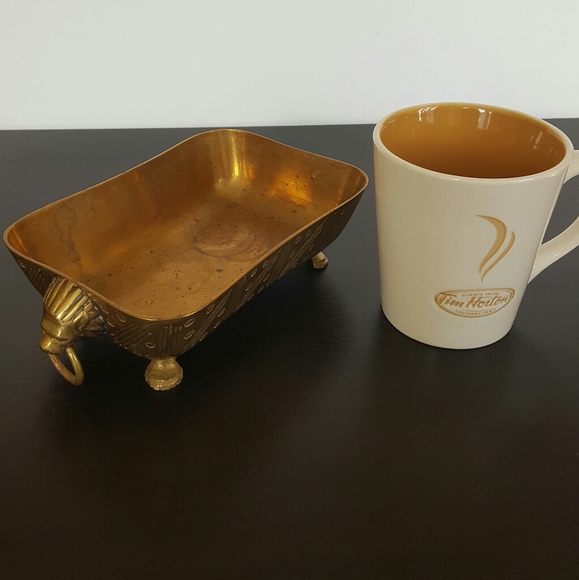 Brass Planter Pot with Lion Head Handles - Picture 2 of 6